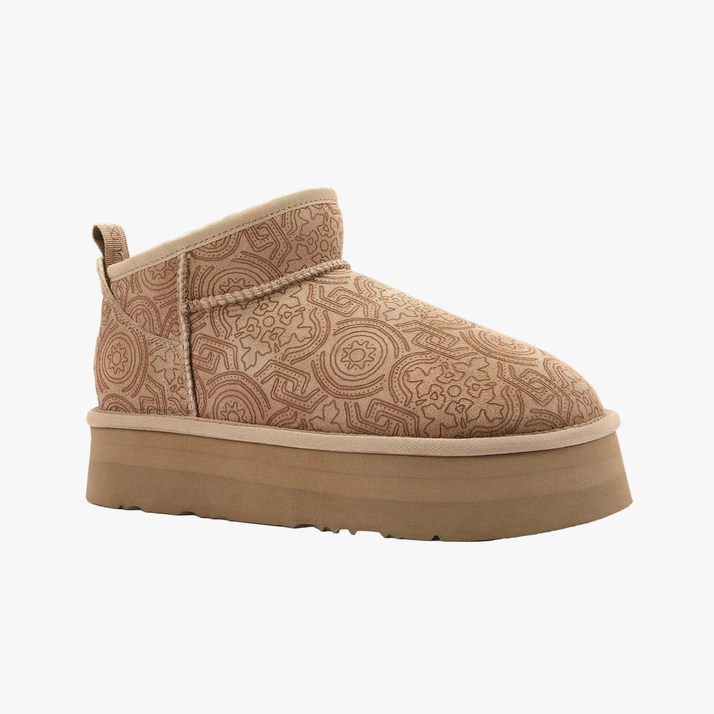 Cosy Ultra Short Platfoam Boot | Embossed Taupe