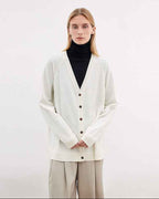 Australian Merino Wool Loose V-Neck Wool Knitted Cardigan