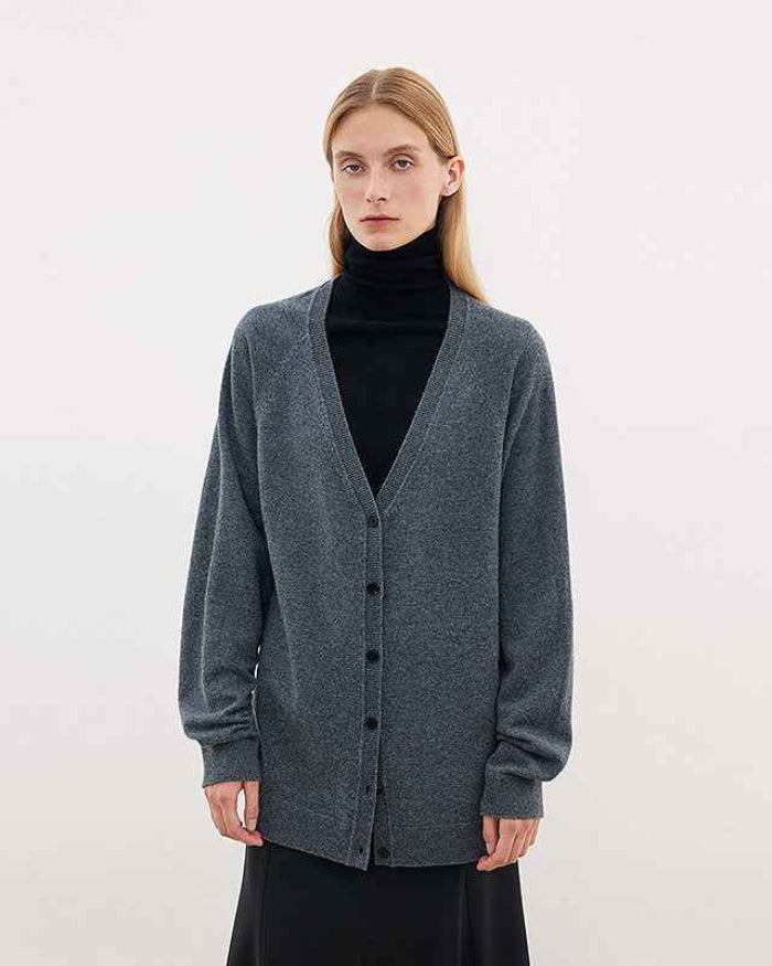 Australian Merino Wool Loose V-Neck Wool Knitted Cardigan