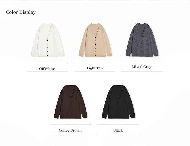 Australian Merino Wool Loose V-Neck Wool Knitted Cardigan