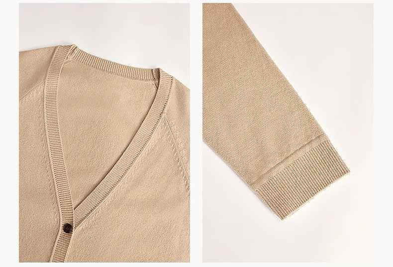 Australian Merino Wool Loose V-Neck Wool Knitted Cardigan