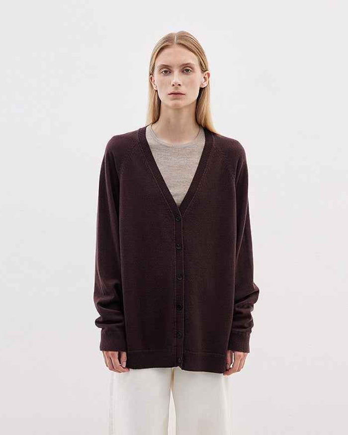 Australian Merino Wool Loose V-Neck Wool Knitted Cardigan