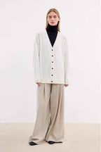 Australian Merino Wool Loose V-Neck Wool Knitted Cardigan