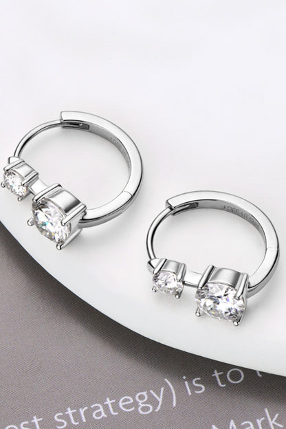 Two Stones Moissanite Hoop Earrings