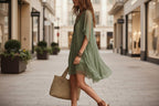 V-Neck Chiffon Batwing Sleeve Boho Resort Dress