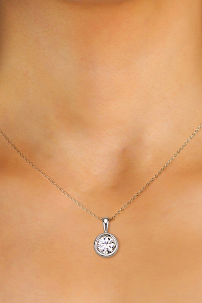 Modern Round 2 Ct Moissanite Silver Pendant Necklace