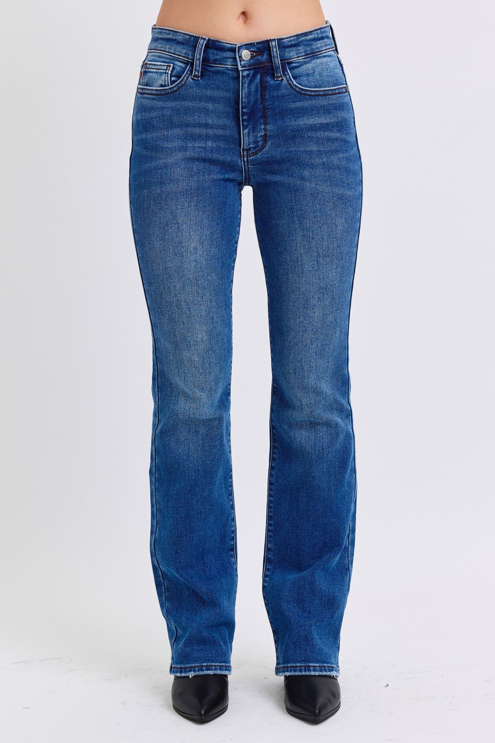 Mid-Rise Bootcut Jeans with Thermal Lining