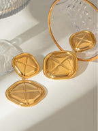 Stainless Steel 18K Gold-Plated Square Earrings