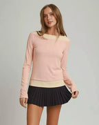 Umgee Layered Twofer Long Sleeve Top | Blush