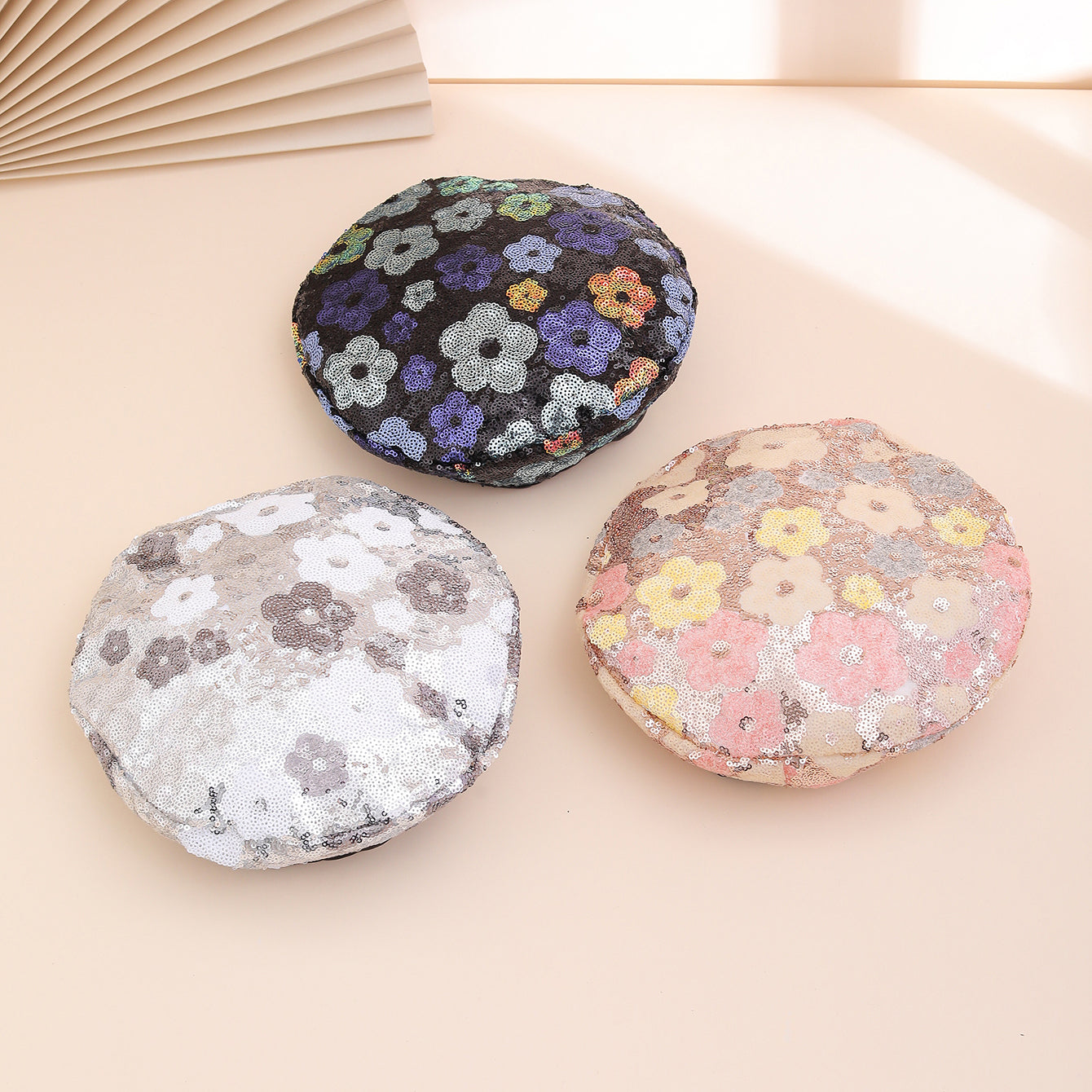 Sequin Flower Beret | Painter's Hat for Women | Outdoor & Everyday Style