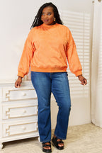 Basic Bae Round Neck Dropped Shoulder Sweatshirt | Orange