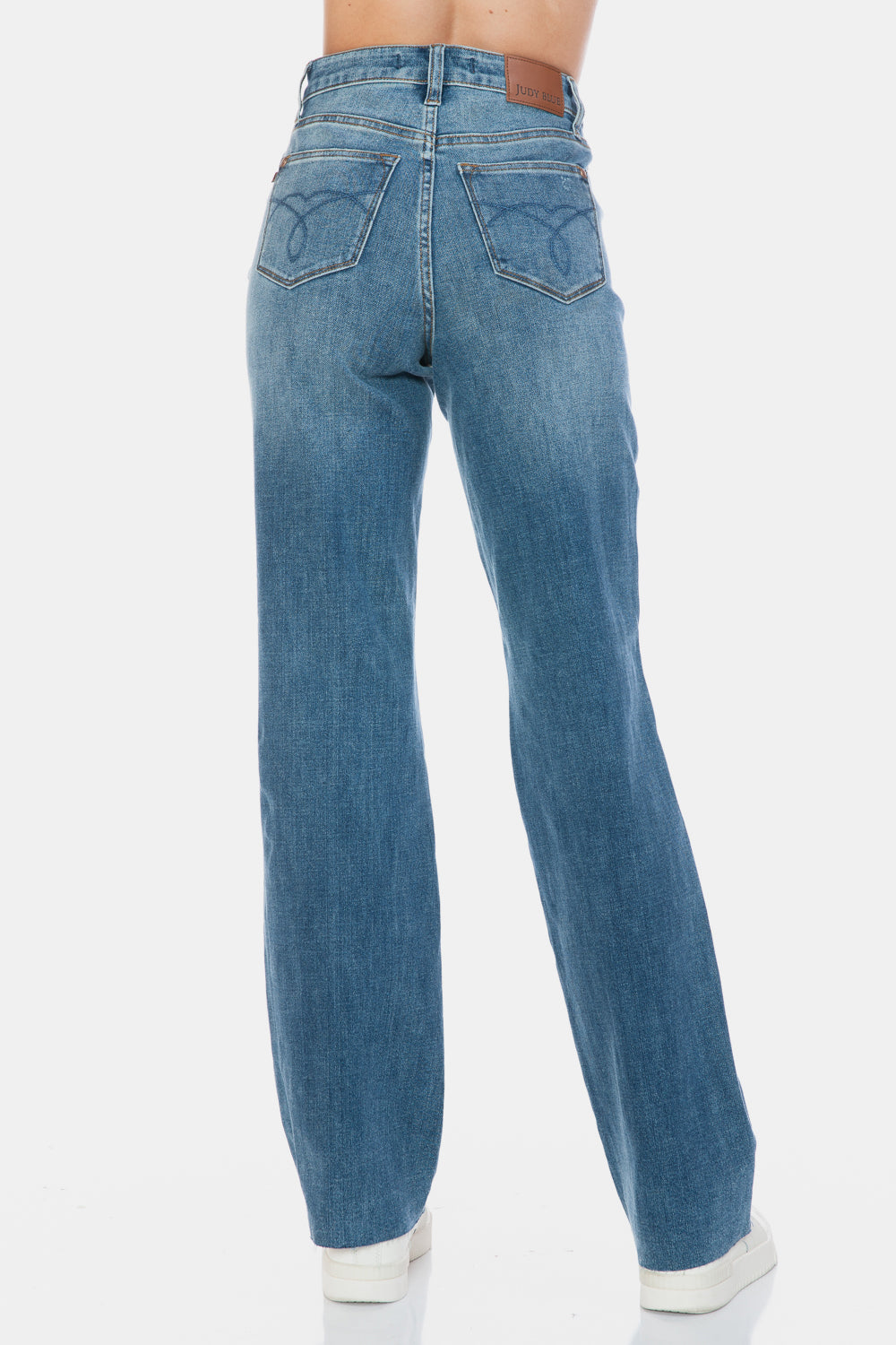 Tummy Control Cut Raw Hem Straight Jeans