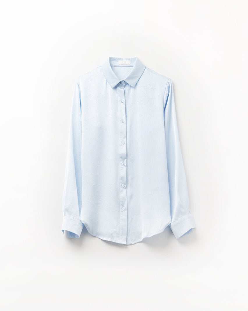 Baby Blue Buttoned Shirt in Satin