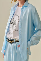 Baby Blue Buttoned Shirt in Satin