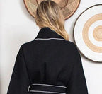 Women’s Waffle Piping Bathrobe Lightweight Spa-Style Comfort