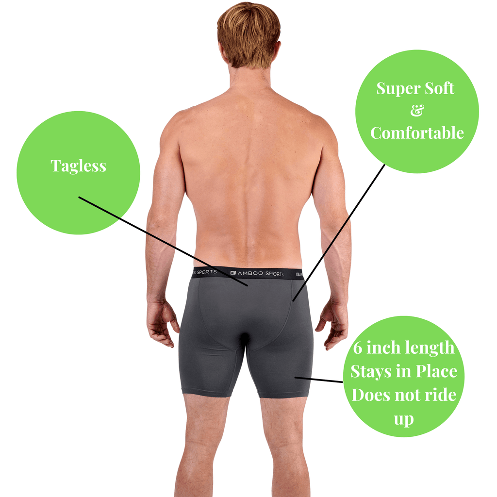 Men's 6" Inseam Bamboo Rayon Boxer Briefs | 4 Pack