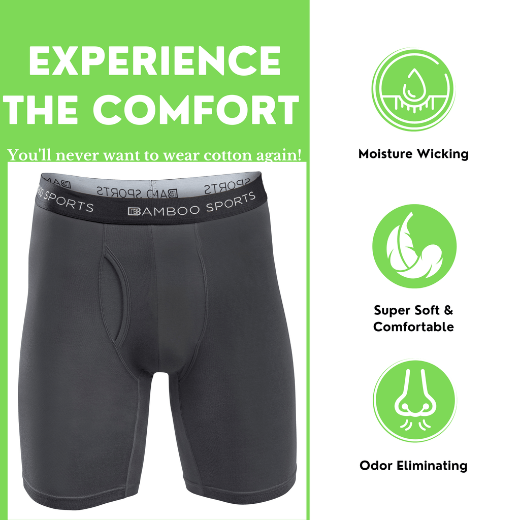 Men's 6" Inseam Bamboo Rayon Boxer Briefs | 4 Pack