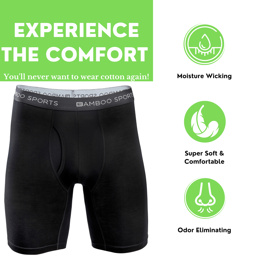 Men's 6" Inseam Bamboo Rayon Boxer Briefs | 4 Pack