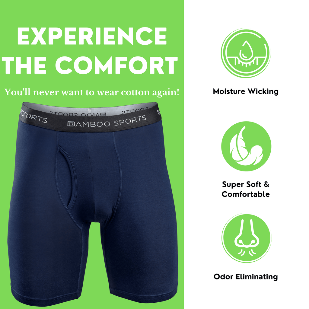 Men's 6" Inseam Bamboo Rayon Boxer Briefs | 4 Pack