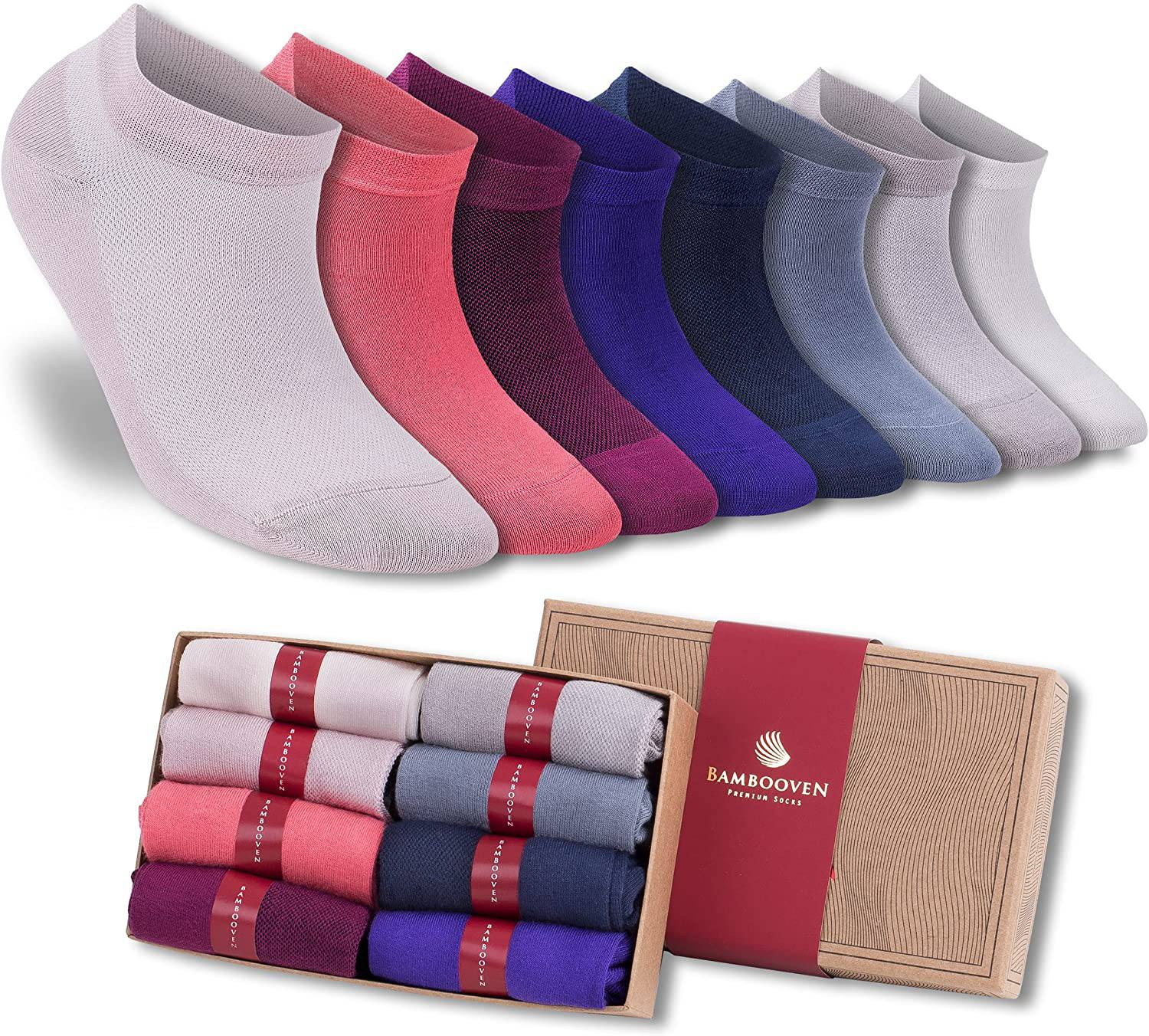 Bambooven Women’s Casual Ankle Socks Soft & Breathable 629 | 8 Pack
