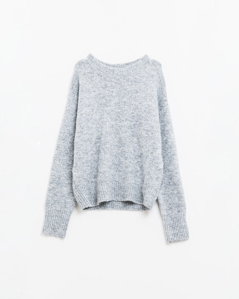 Basic Crew Neck Knitted Sweater in Grey