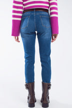 Basic Straigh Jeans with Side Pockets in Mid Wash
