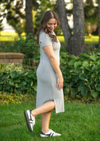 Baylor Gray Ribbed T-Shirt Dress
