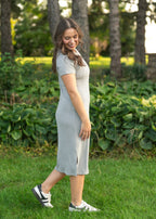 Baylor Gray Ribbed T-Shirt Dress