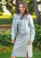 Baylor Gray Ribbed T-Shirt Dress