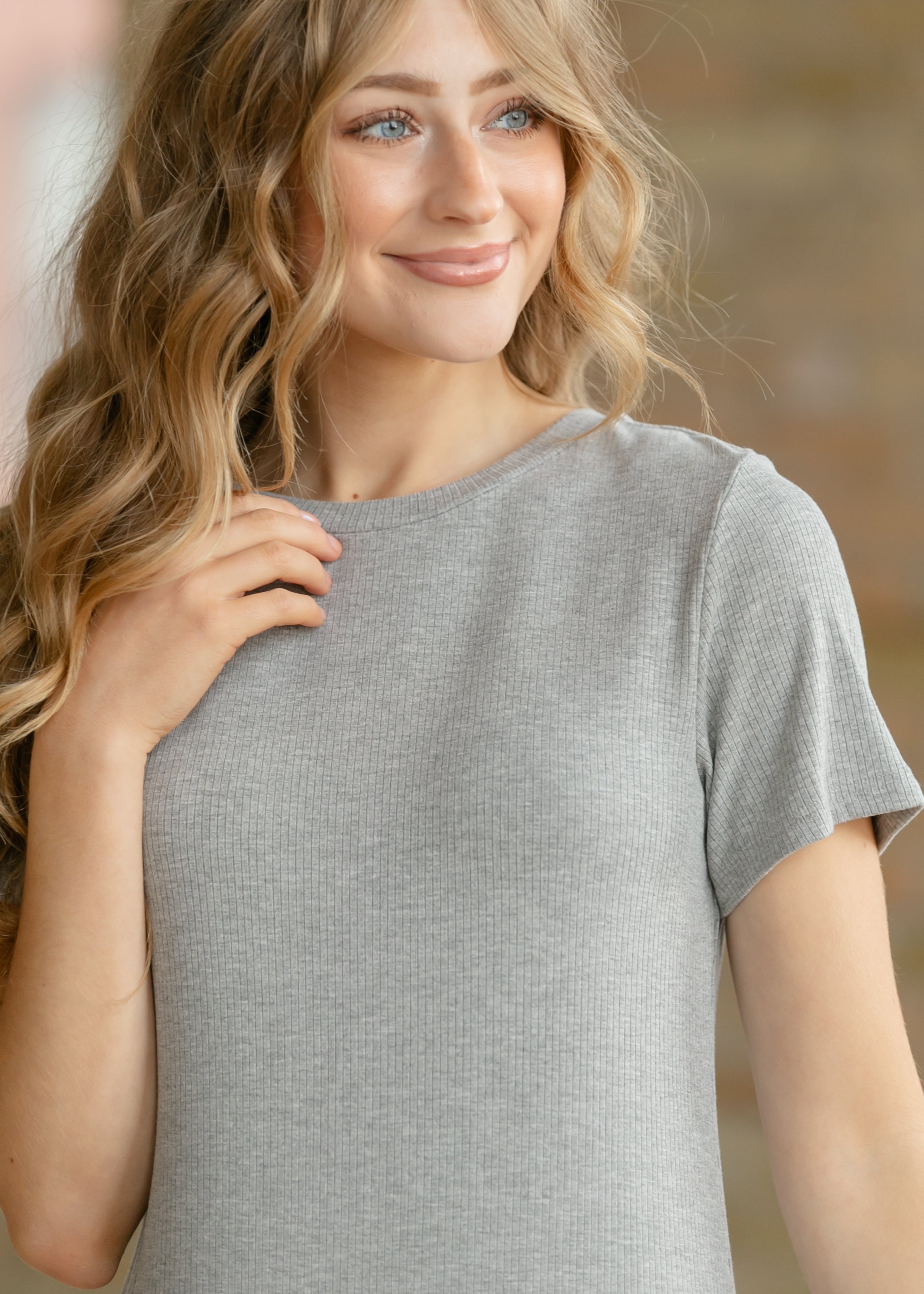 Baylor Gray Ribbed T-Shirt Dress