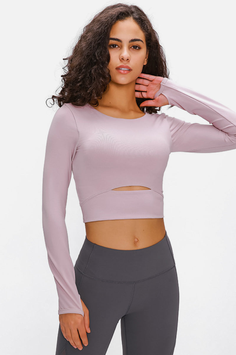 Long Sleeve Crop Top with Sports Strap