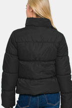 Zip-Up Turtleneck Puffer Jacket Black