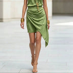 Double Layer Asymmetrical Hem Mini Skirt