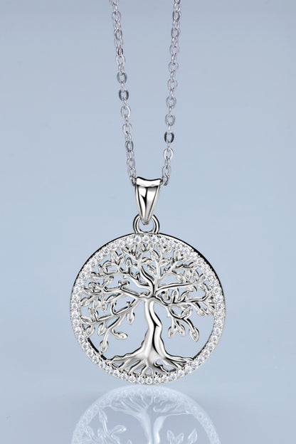 Life Tree Pendant Necklace 925 Sterling Silver Moissanite