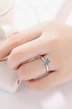 Sterling Silver 3 Ct Moissanite 6-Prong Ring
