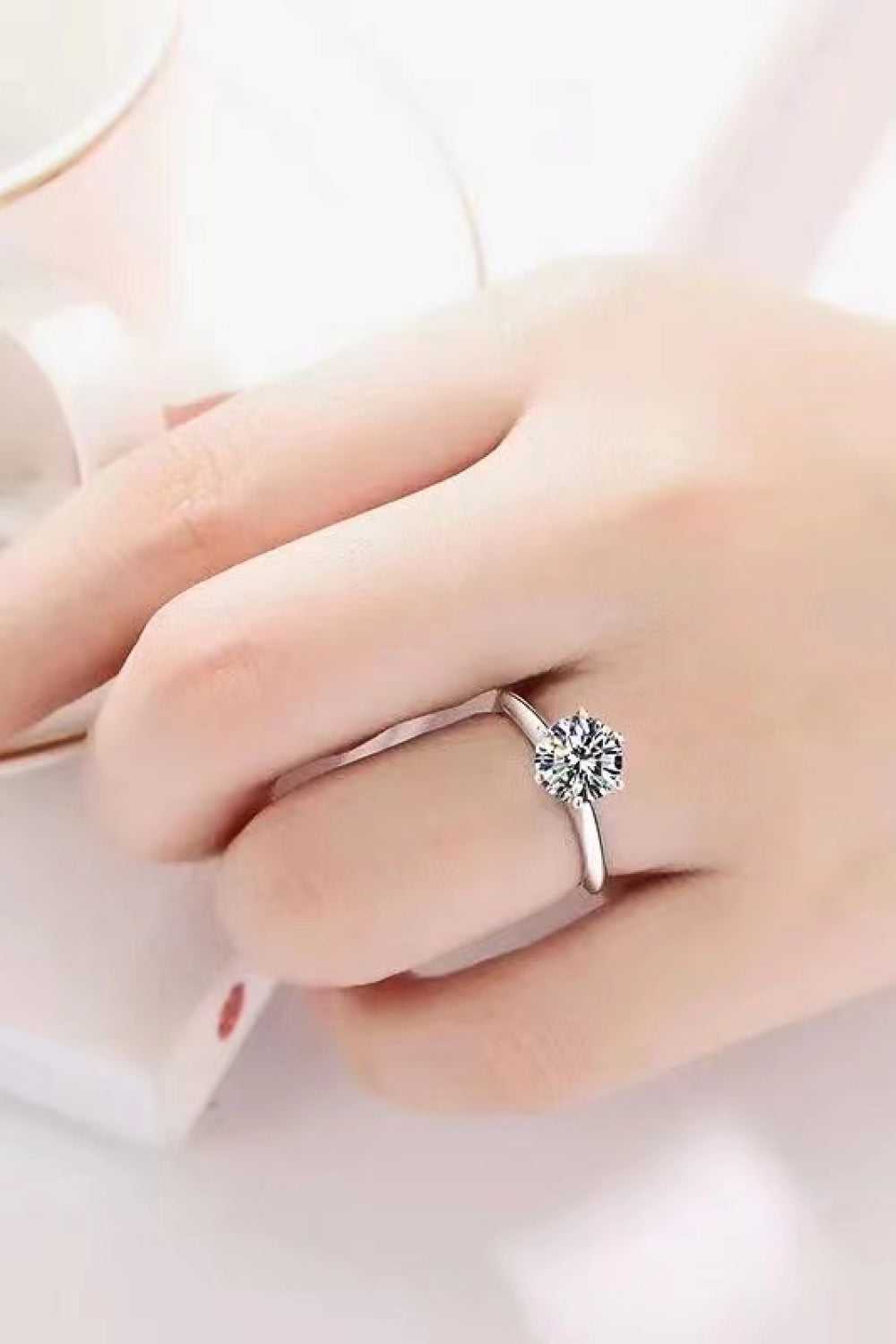 Sterling Silver 3 Ct Moissanite 6-Prong Ring