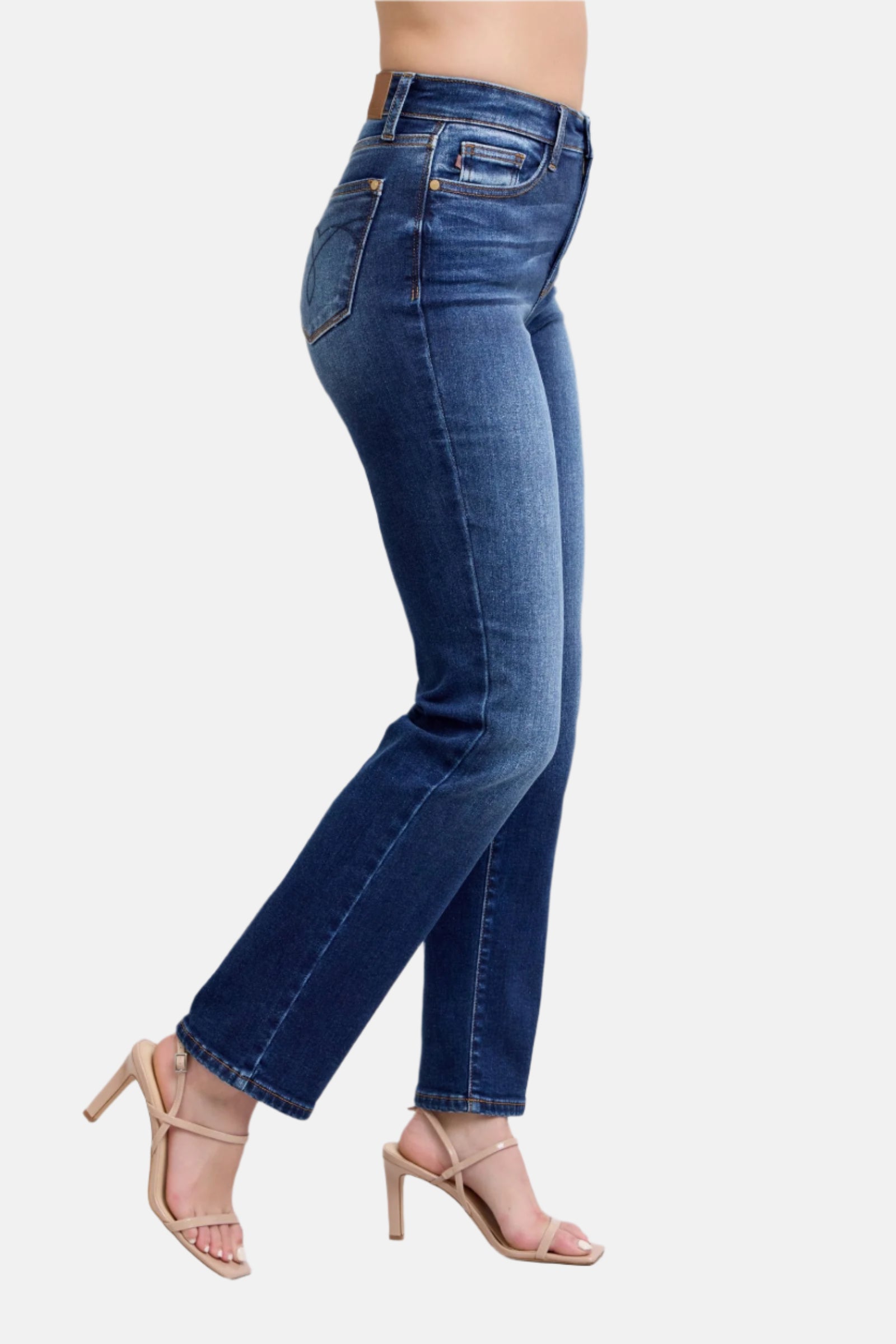 Washed Straight Leg Jeans with Pockets