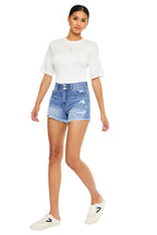 KanCan High Rise Double Button Blue Denim Jean Shorts