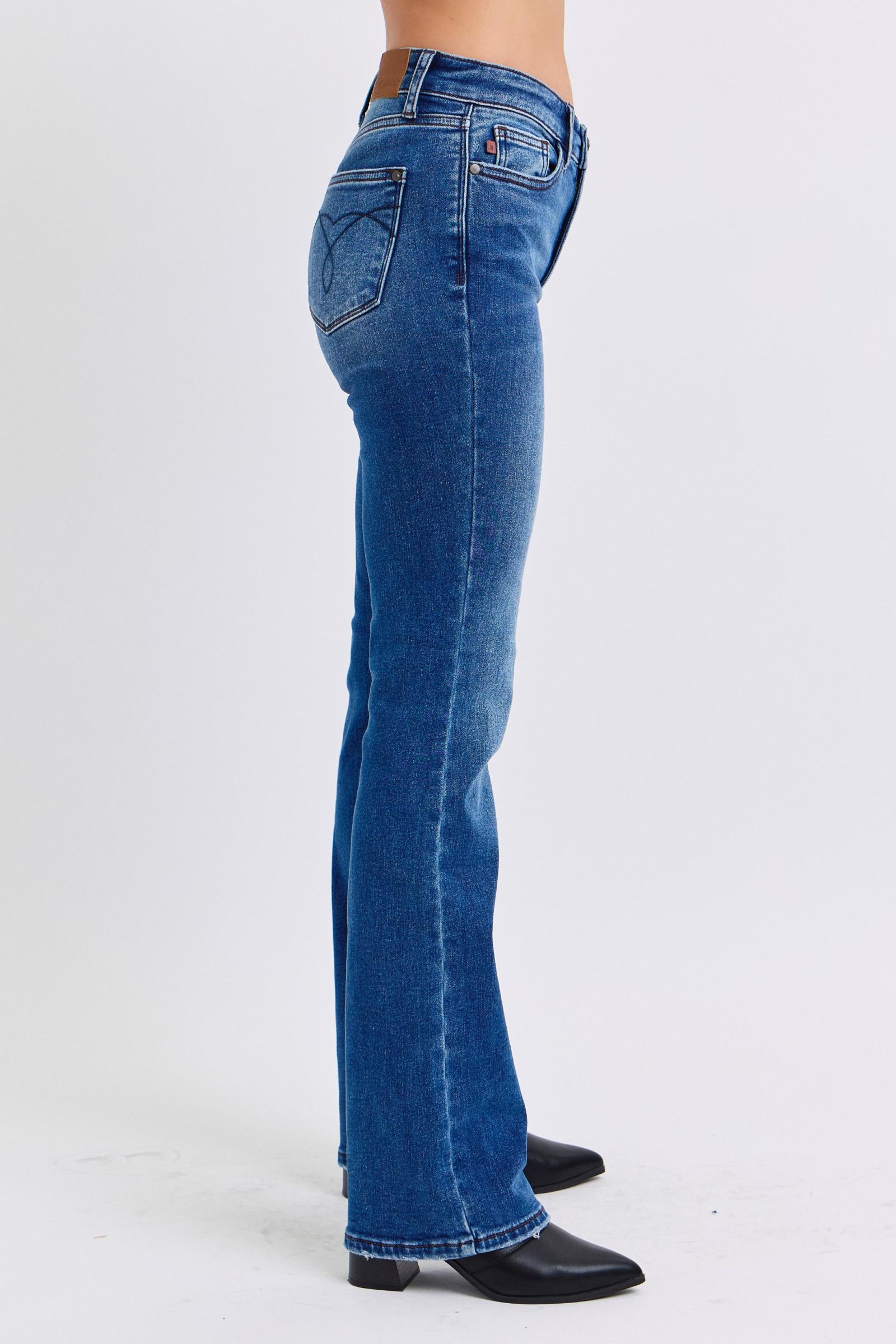 Mid-Rise Bootcut Jeans with Thermal Lining