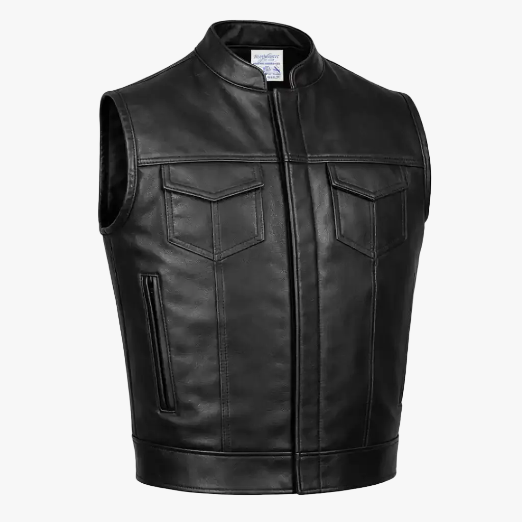 BECK® Men's 566 Black Leather Horsehide Motorcycle Vest
