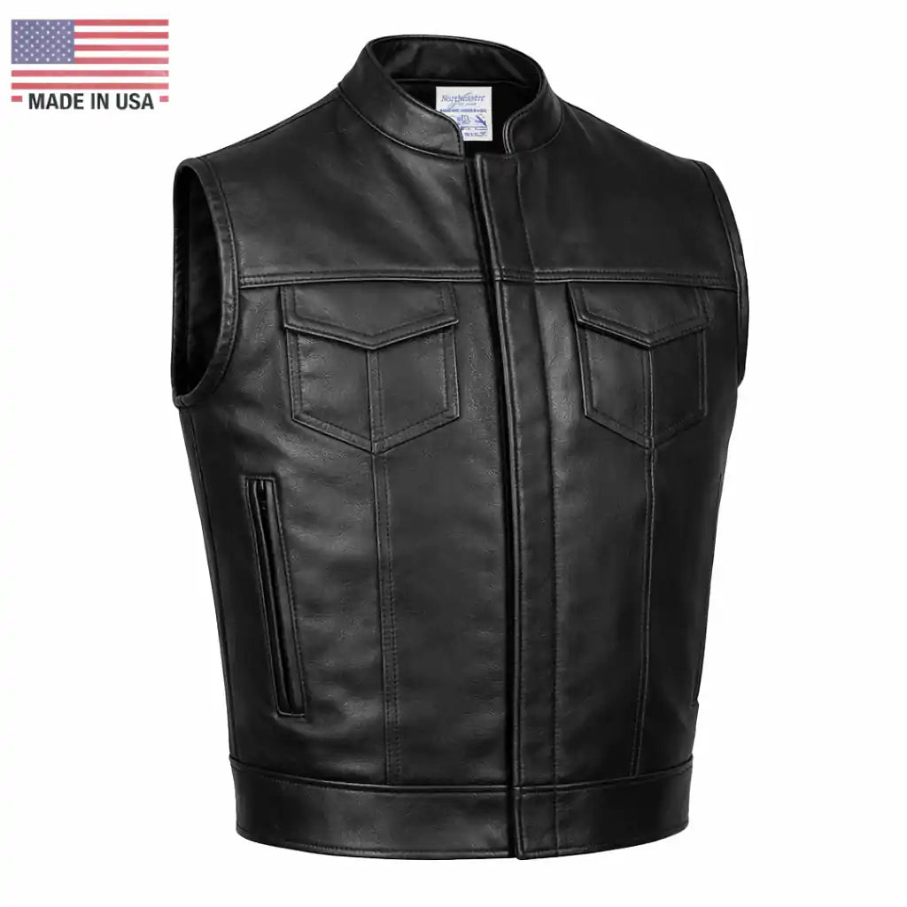 BECK® Men's 566 Black Leather Horsehide Motorcycle Vest