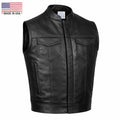 BECK® Men's 566 Black Leather Horsehide Motorcycle Vest