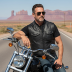 BECK® Men's 566 Black Leather Horsehide Motorcycle Vest