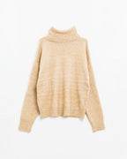 Beige Turtleneck Jumper with Dropped Sleeves