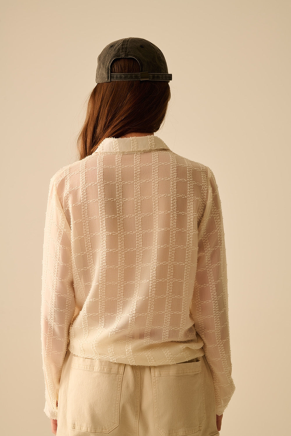 Beige Chiffon Shirt with Sequin Detail