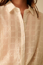 Beige Chiffon Shirt with Sequin Detail