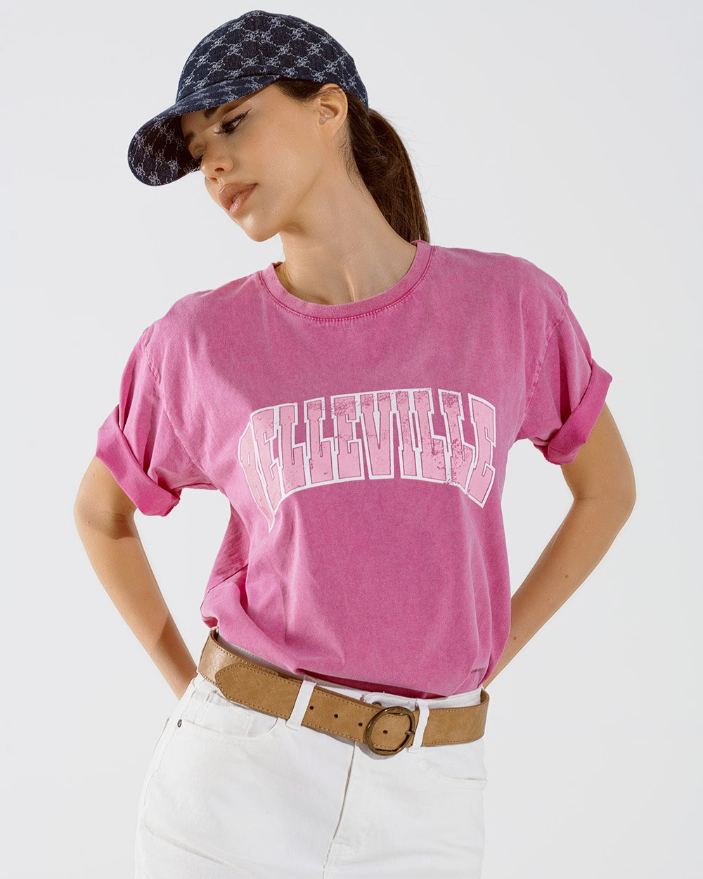 Belleville T-Shirt  with Washed Effect in Pink