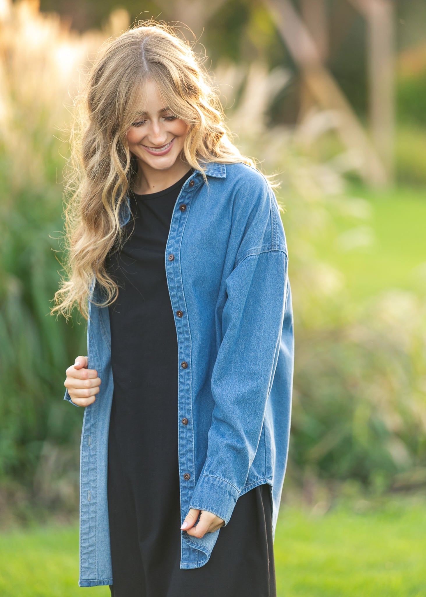 Betty Denim Button-Up Top