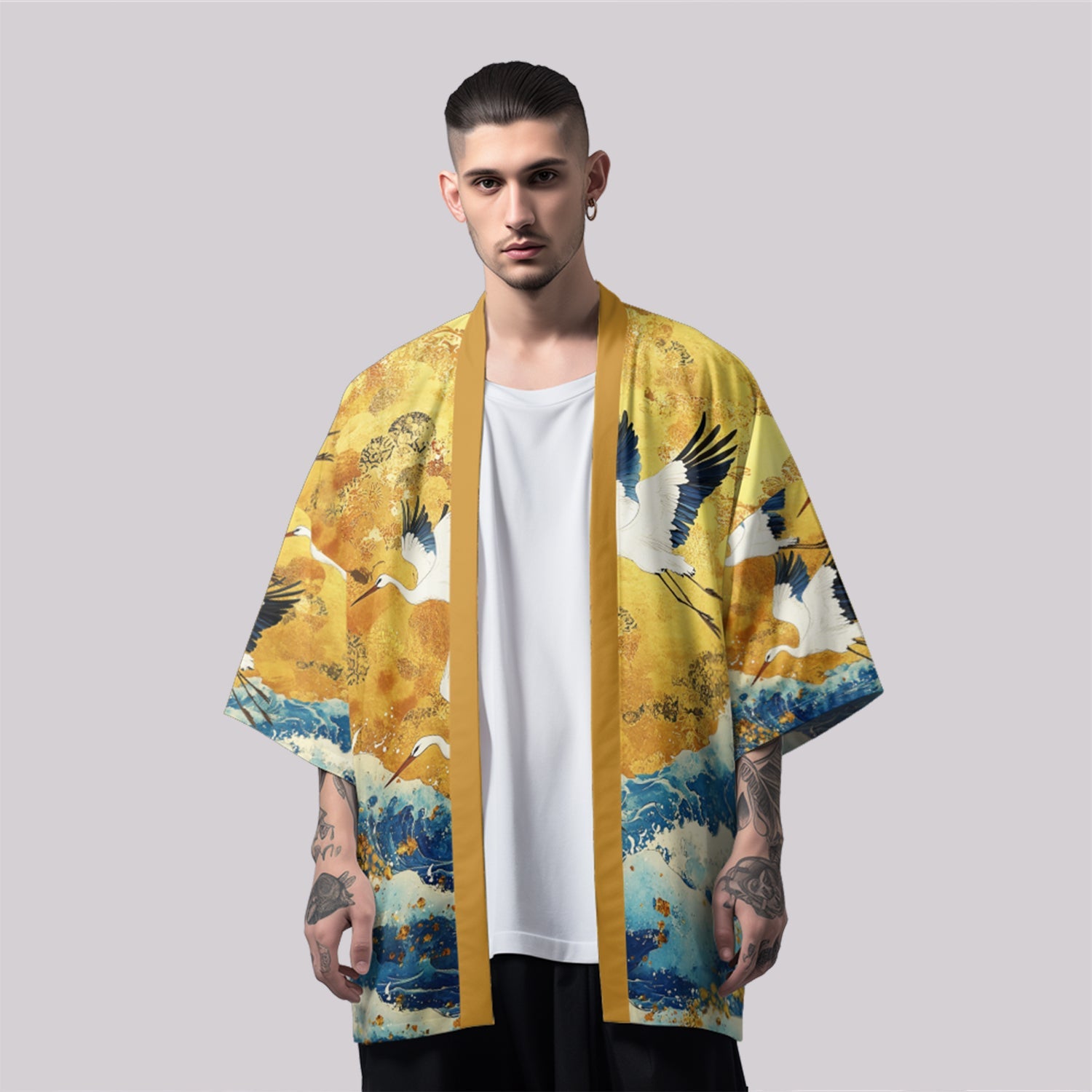 K21 Golden Cranes Kimono