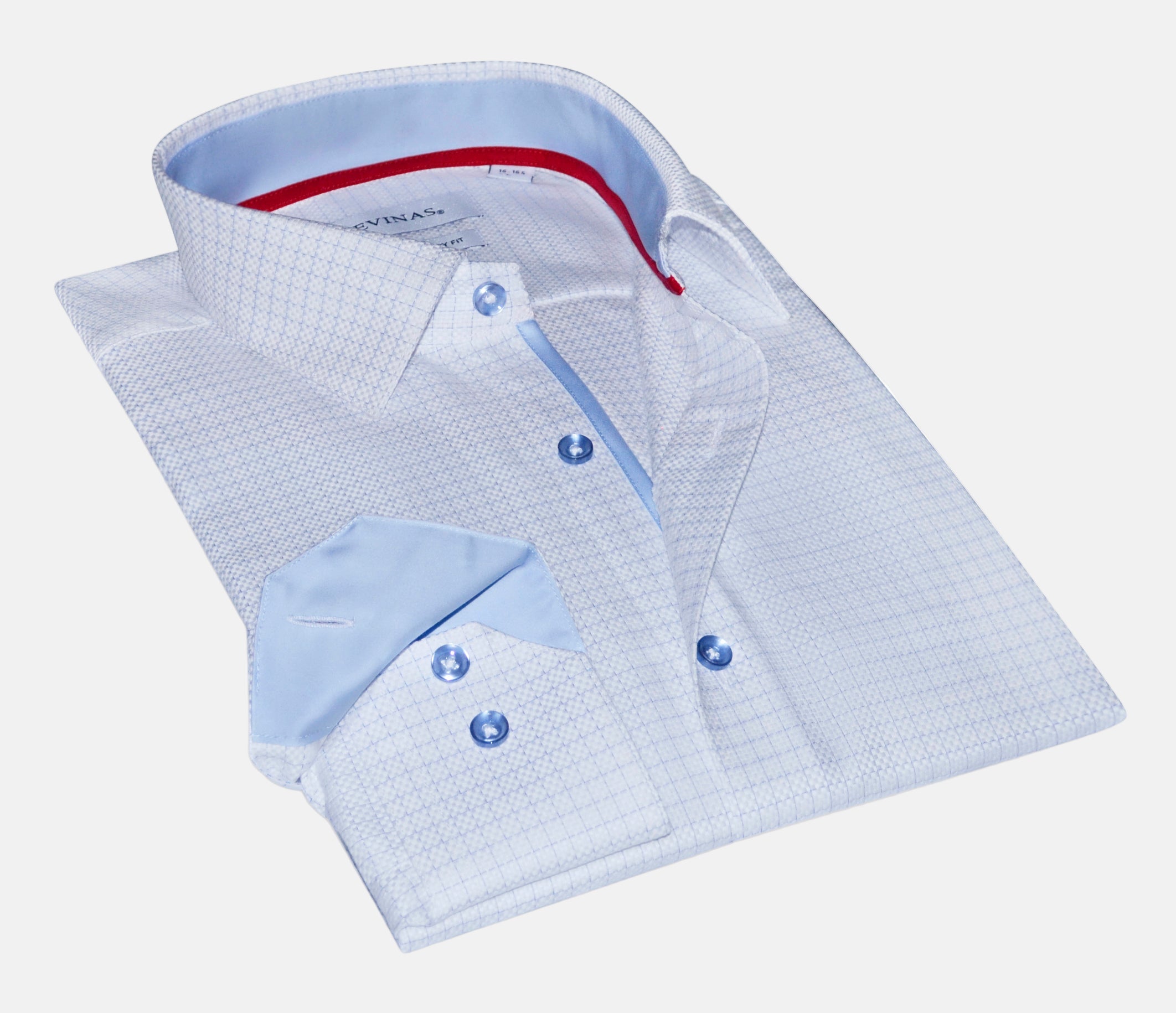 James Button-Up Shirt with Contrast Details Blue Check | Contemporary Fit (Regular)